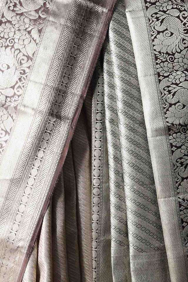 Brown Pure Silk Tissue Kanjivaram Saree thumbnail image number null