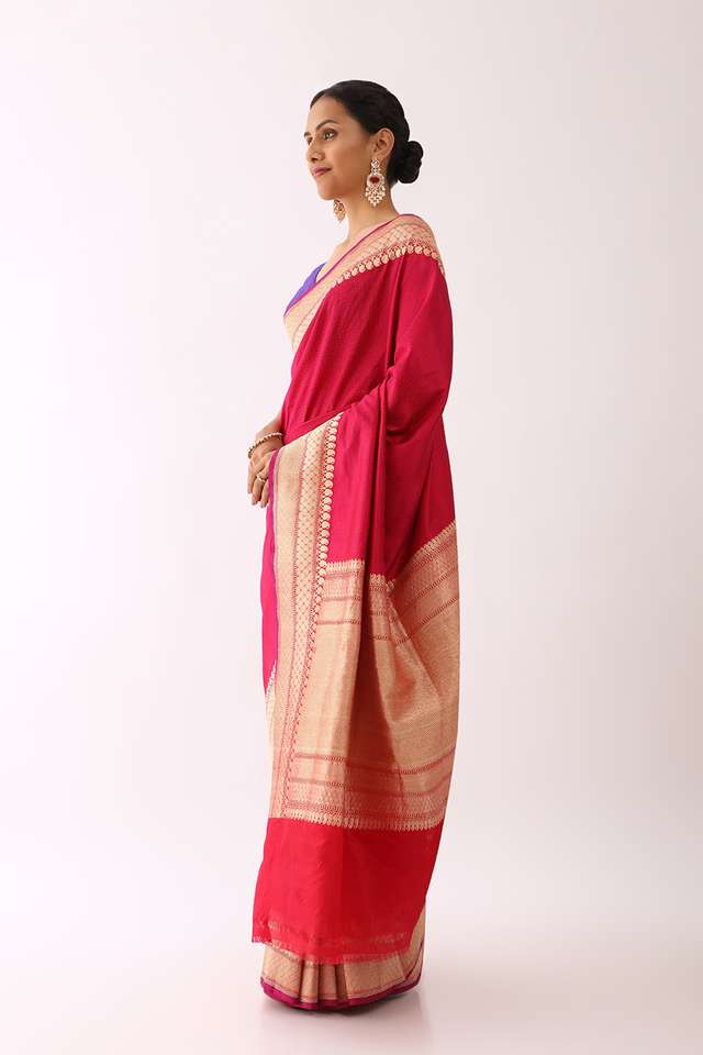 Red Pure Silk Banarasi Tanchoi Saree thumbnail image number null
