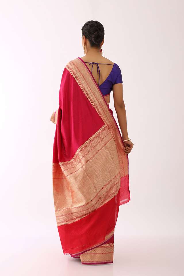 Red Pure Silk Banarasi Tanchoi Saree thumbnail image number null
