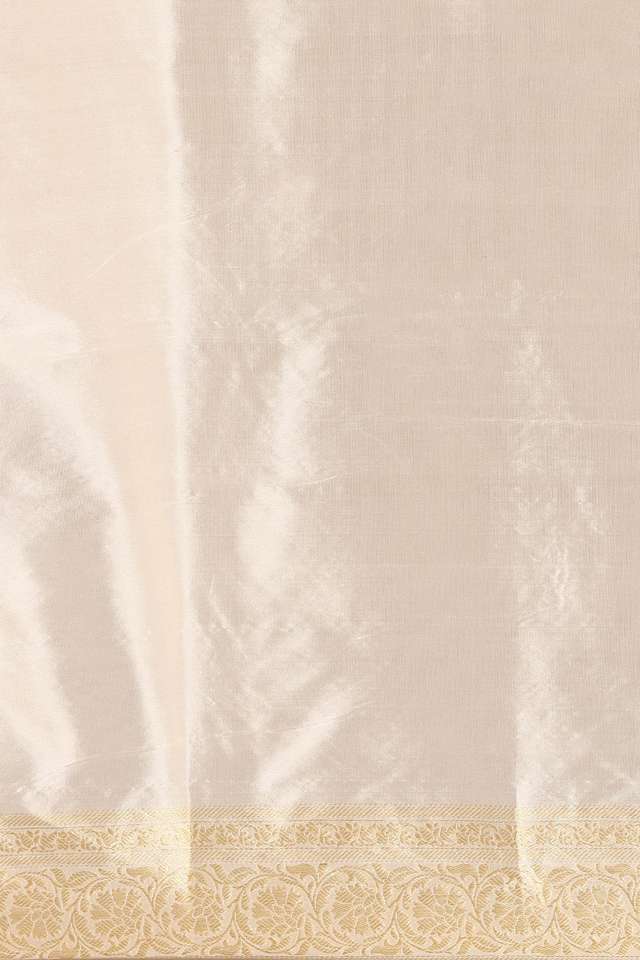 Off White Pure Silk Banarasi Saree thumbnail image number null