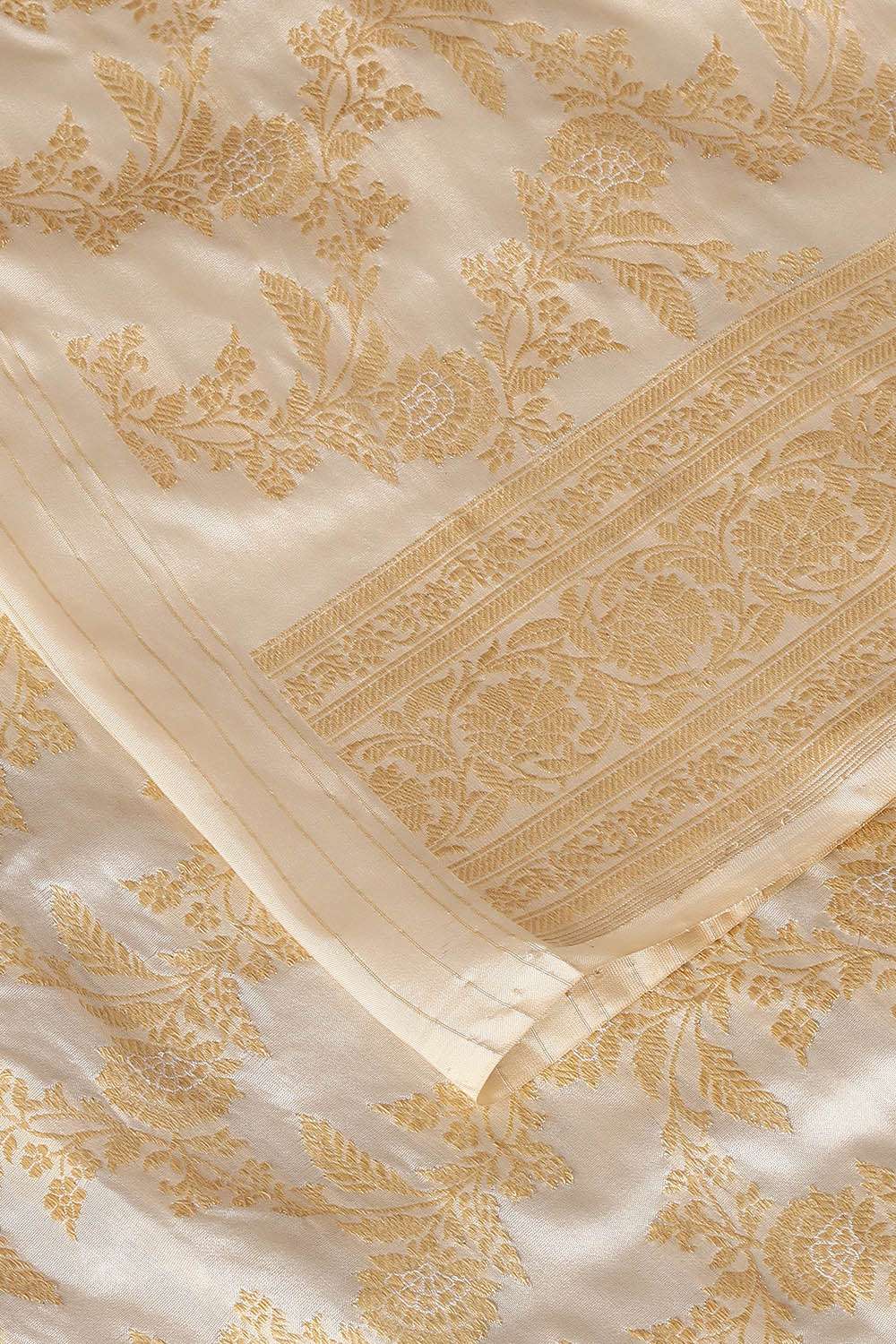 Off White Pure Silk Banarasi Saree image number null