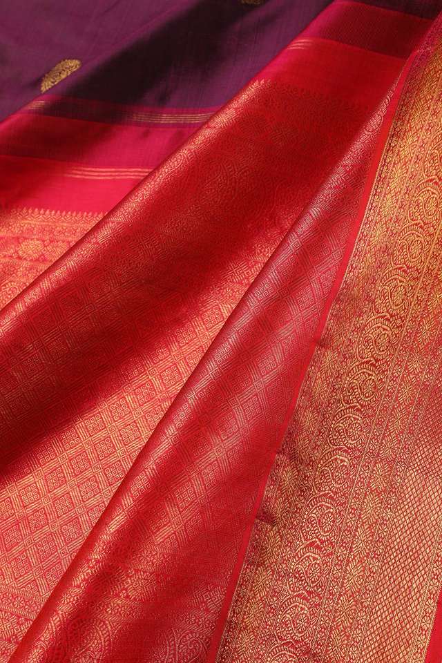 Purple Woven Pure Silk Kanjivaram Saree thumbnail image number null