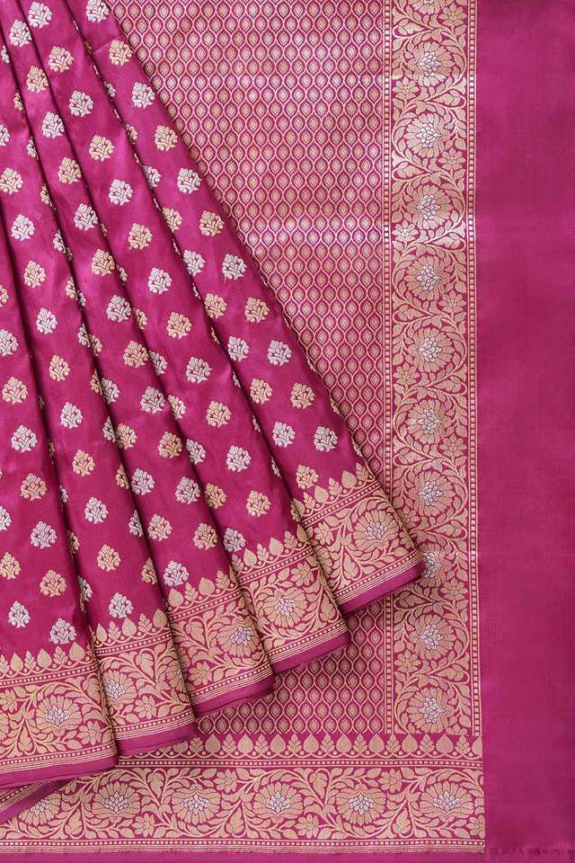 Pink Pure Silk Kadwa Banarasi Saree thumbnail image number null