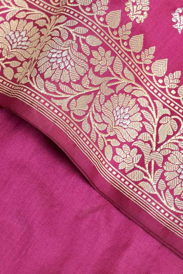 Pink Pure Silk Kadwa Banarasi Saree thumbnail image number null