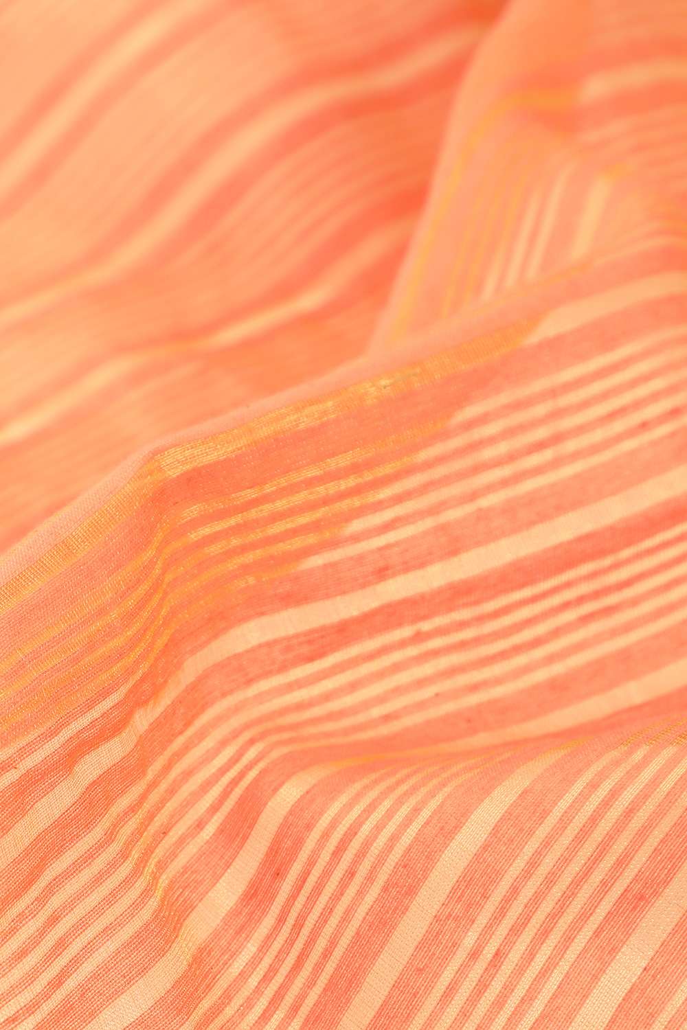 Light Orange Pure Cotton Tissue Woven Bengali Saree image number null