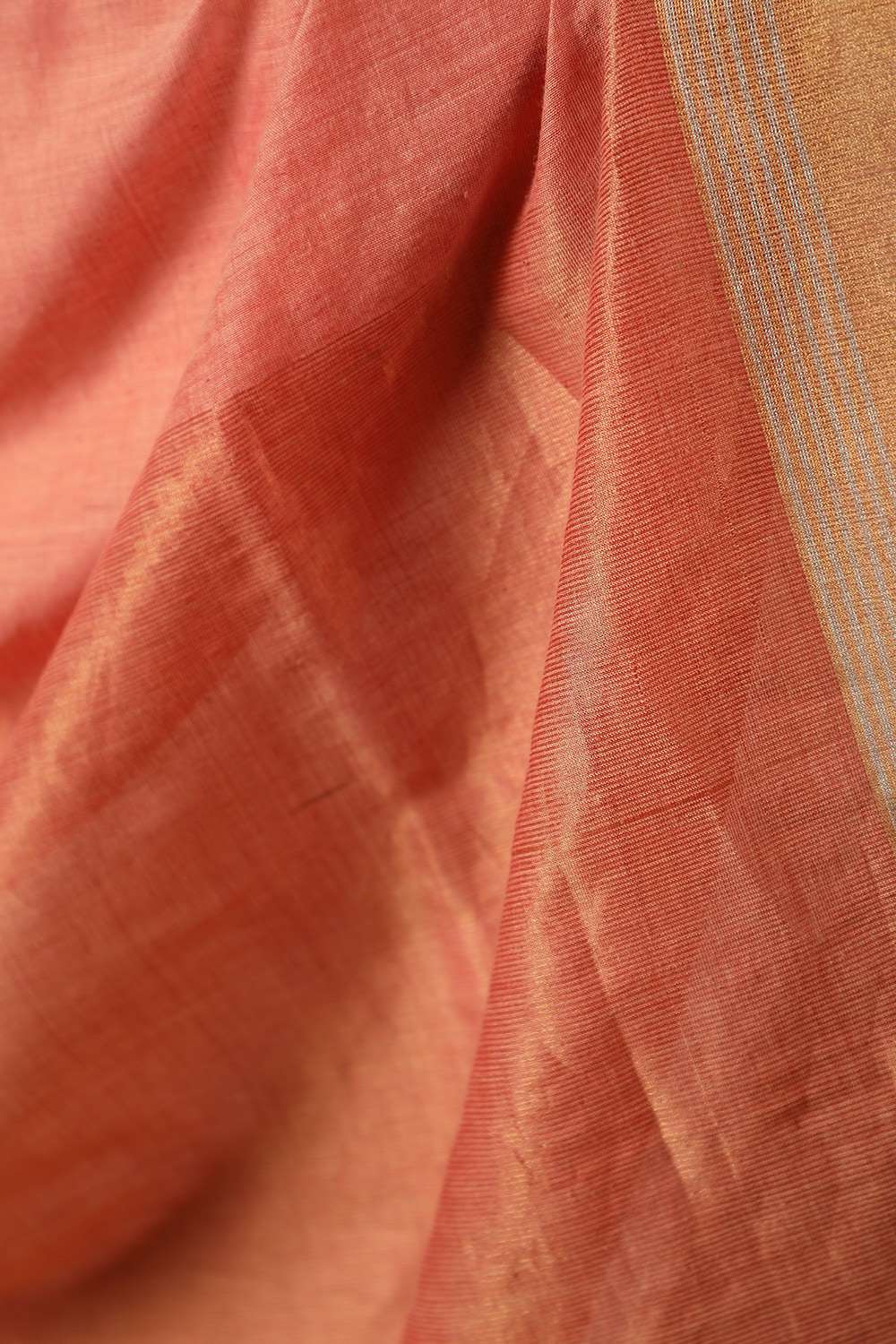Orange Woven Pure Silk Cotton Bengal Saree image number null