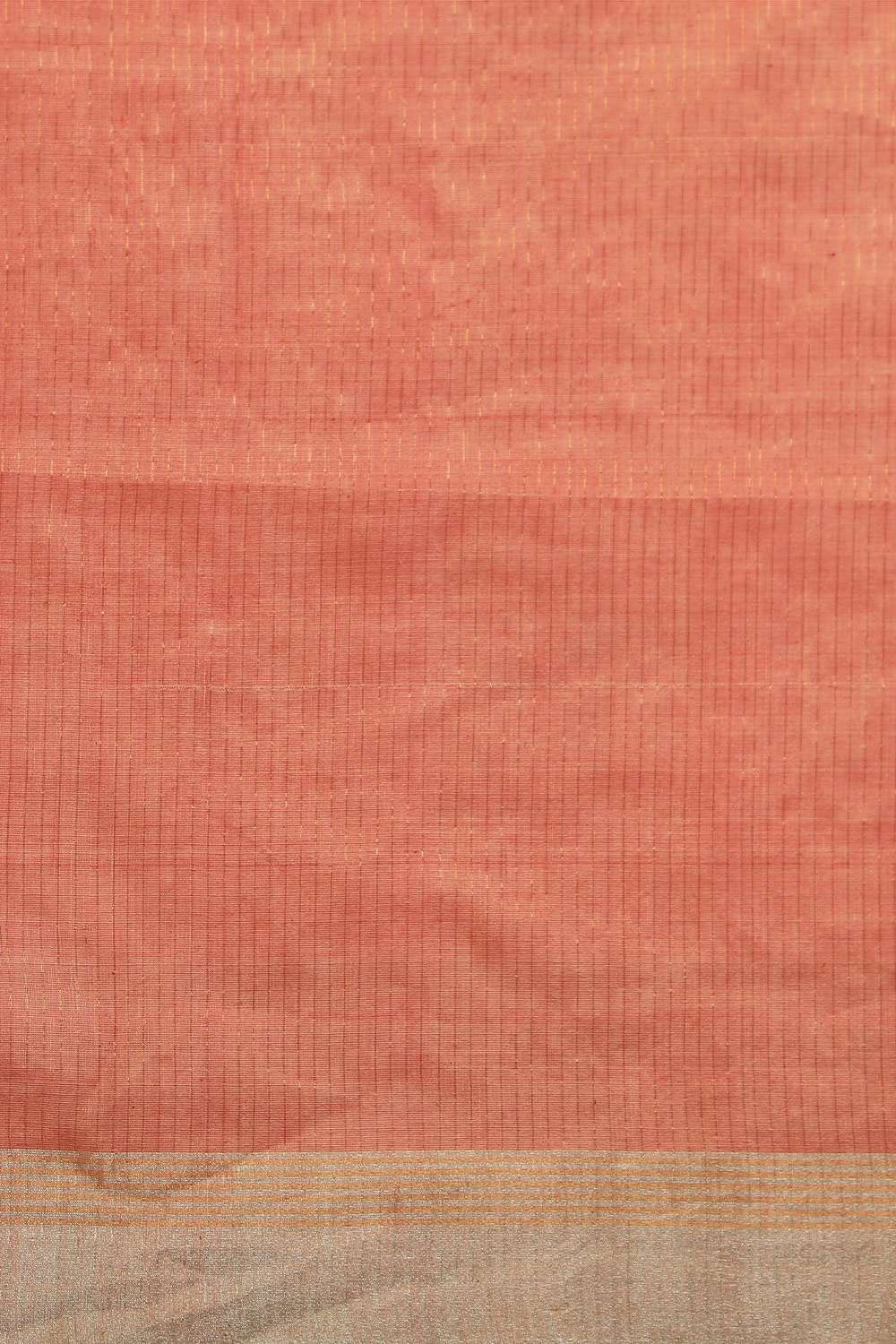Orange Woven Pure Silk Cotton Bengal Saree image number null