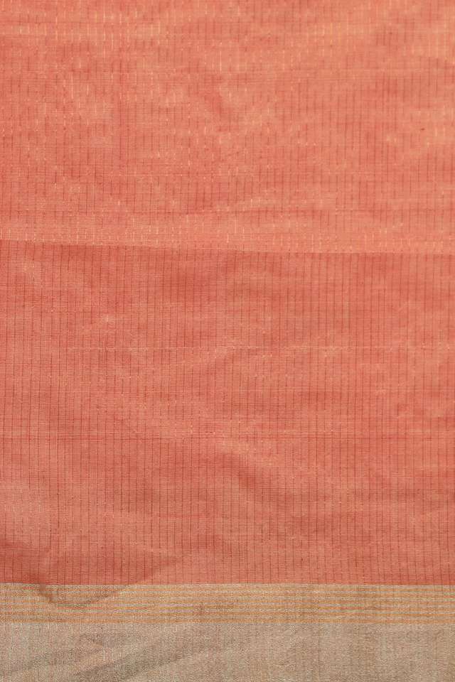 Orange Woven Pure Silk Cotton Bengal Saree thumbnail image number null