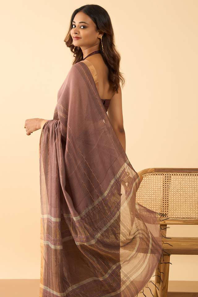 Brown Bhagalpur Woven Silk Viscose Saree image number