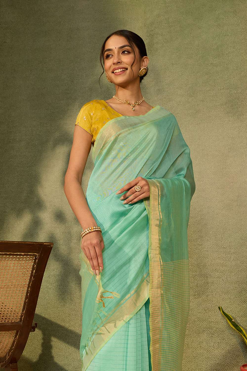 Light Green Bhagalpur Woven Silk Viscose Saree image number null