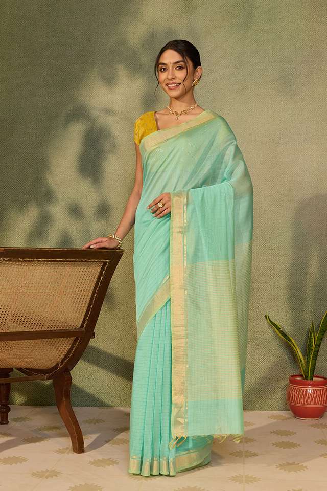 Light Green Bhagalpur Woven Silk Viscose Saree thumbnail image number null