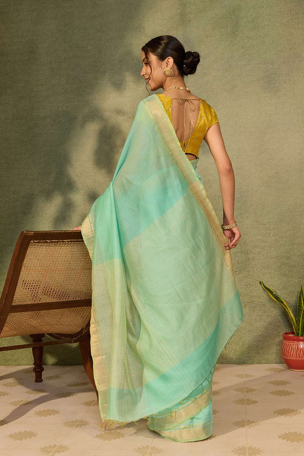 Light Green Bhagalpur Woven Silk Viscose Saree image number null