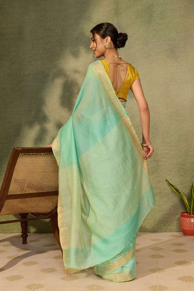 Light Green Bhagalpur Woven Silk Viscose Saree thumbnail image number null