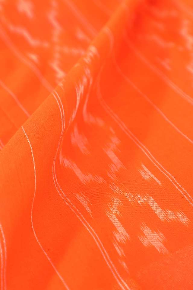 Orange Pure Cotton Pochampalli Ikat Saree thumbnail image number null
