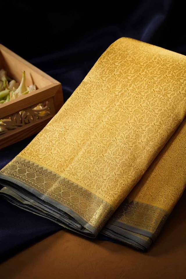 Light Yellow Pure Silk Woven Kanjivaram Saree image number