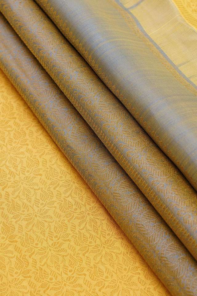 Light Yellow Pure Silk Woven Kanjivaram Saree thumbnail image number null
