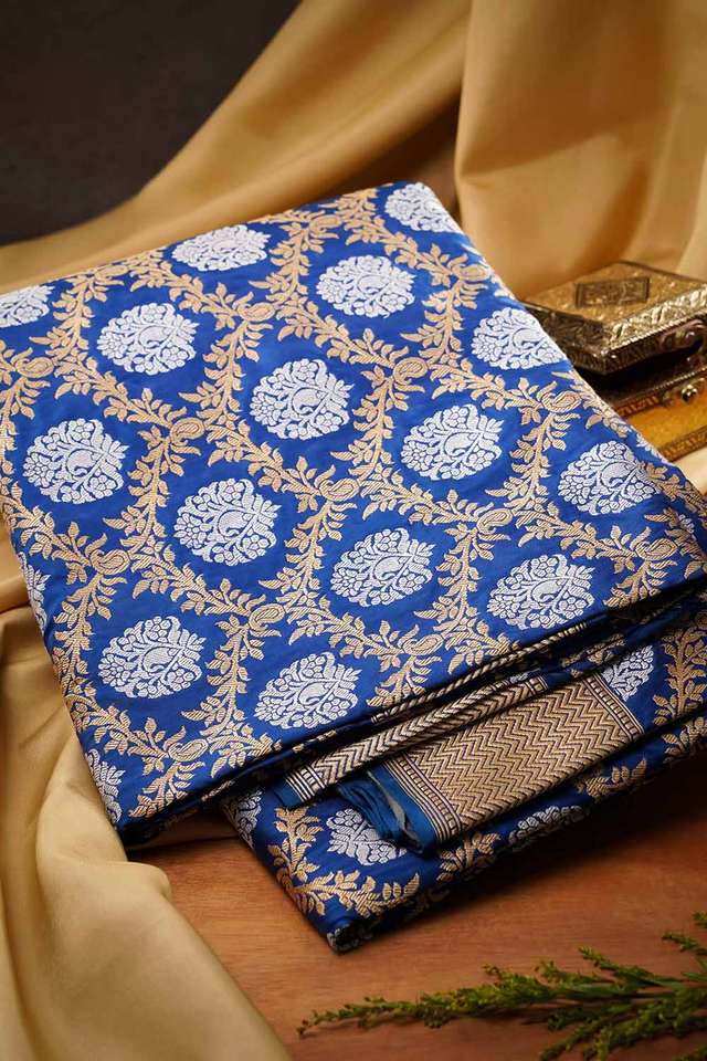 Navy Pure Silk Kadwa Banarasi Saree image number