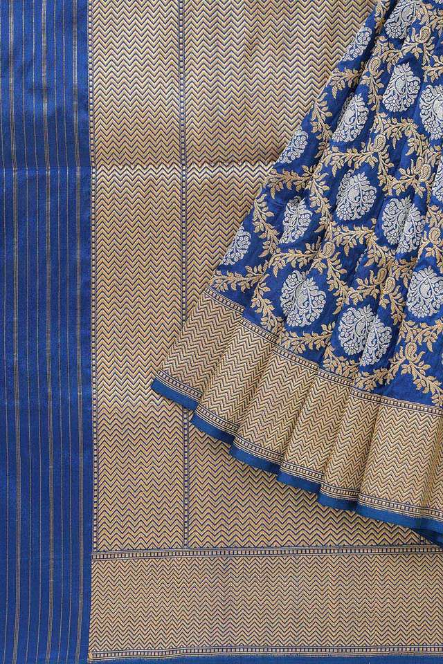 Navy Pure Silk Kadwa Banarasi Saree thumbnail image number null