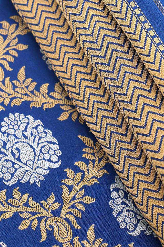 Navy Pure Silk Kadwa Banarasi Saree thumbnail image number null