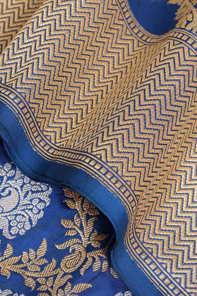 Navy Pure Silk Kadwa Banarasi Saree thumbnail image number null