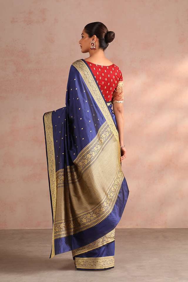 Blue Pure Silk Kadwa Banarasi Saree thumbnail image number null