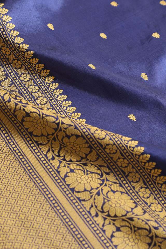 Blue Pure Silk Kadwa Banarasi Saree thumbnail image number null