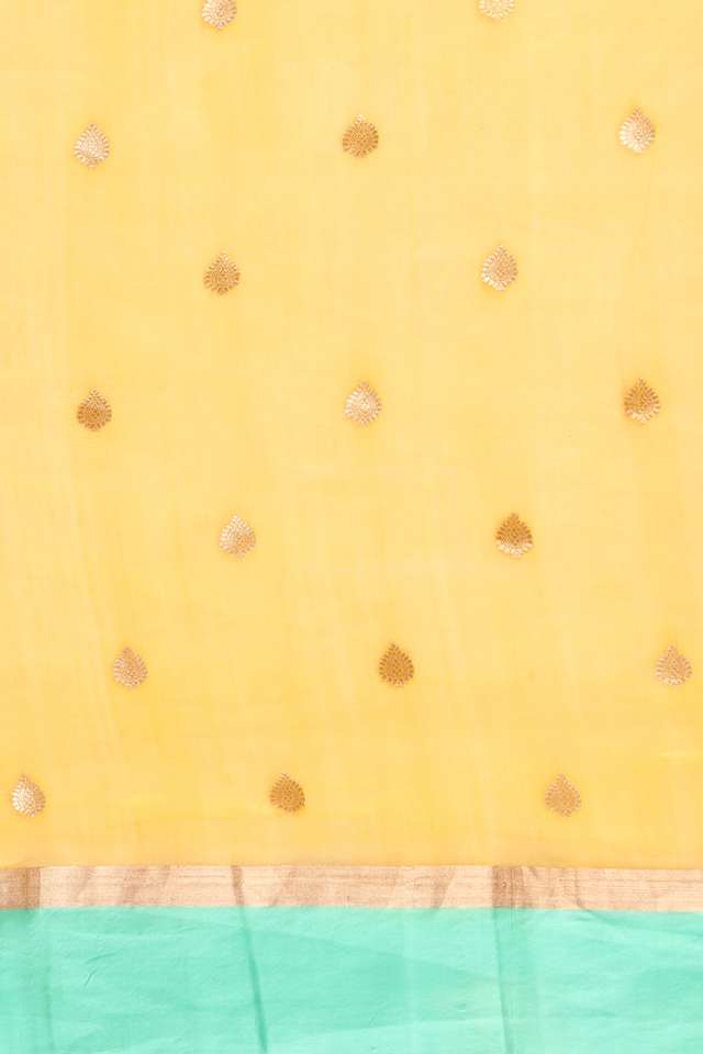 Yellow Pure Silk Organza Kadwa Banarasi Saree thumbnail image number null