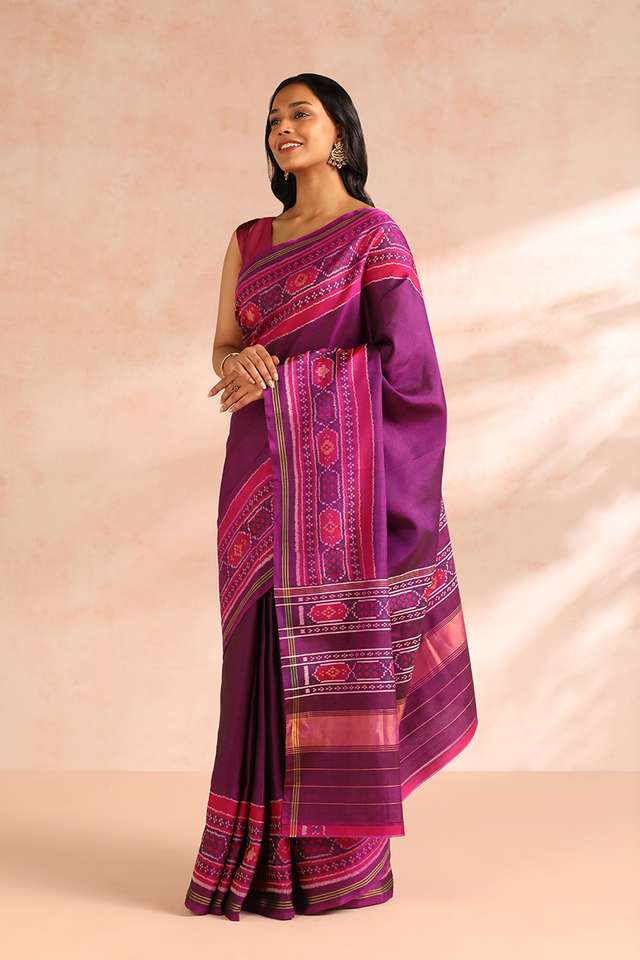 Purple Rajkot Pure Silk Ikat Patola Saree thumbnail image number null