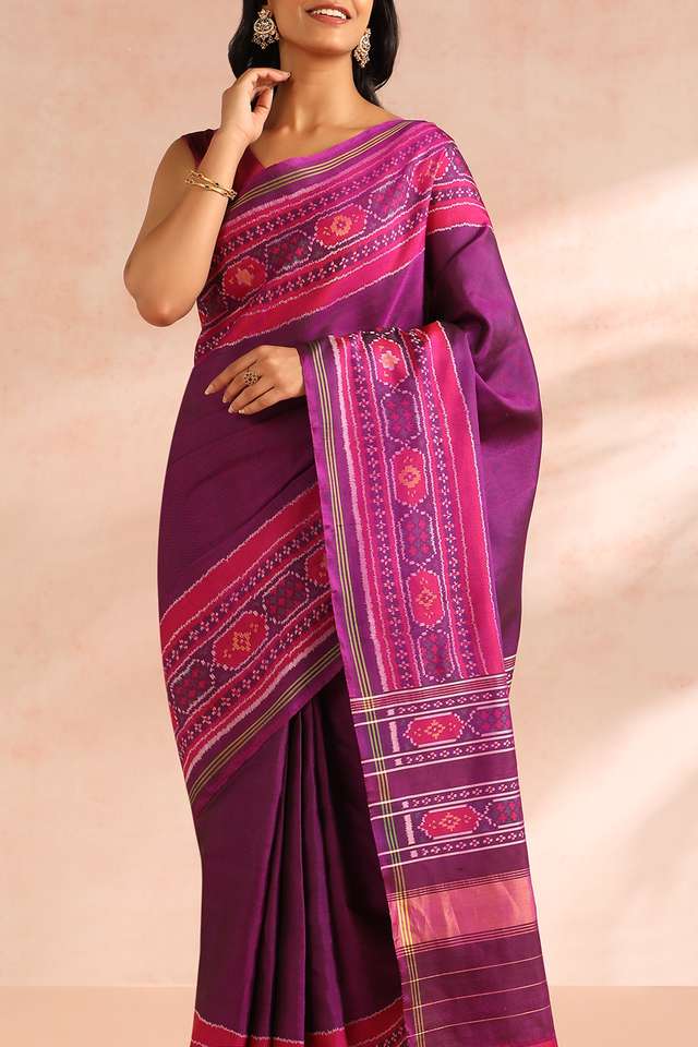 Purple Rajkot Pure Silk Ikat Patola Saree thumbnail image number null