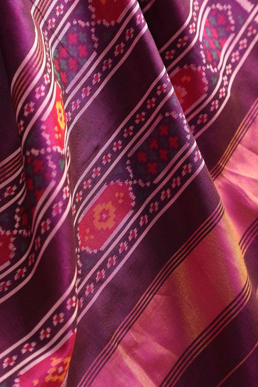 Purple Rajkot Pure Silk Ikat Patola Saree image number null