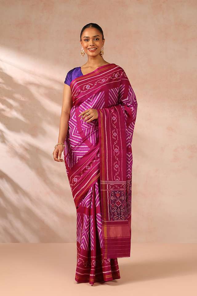 Pink Rajkot Pure Silk Ikat Patola Saree image number
