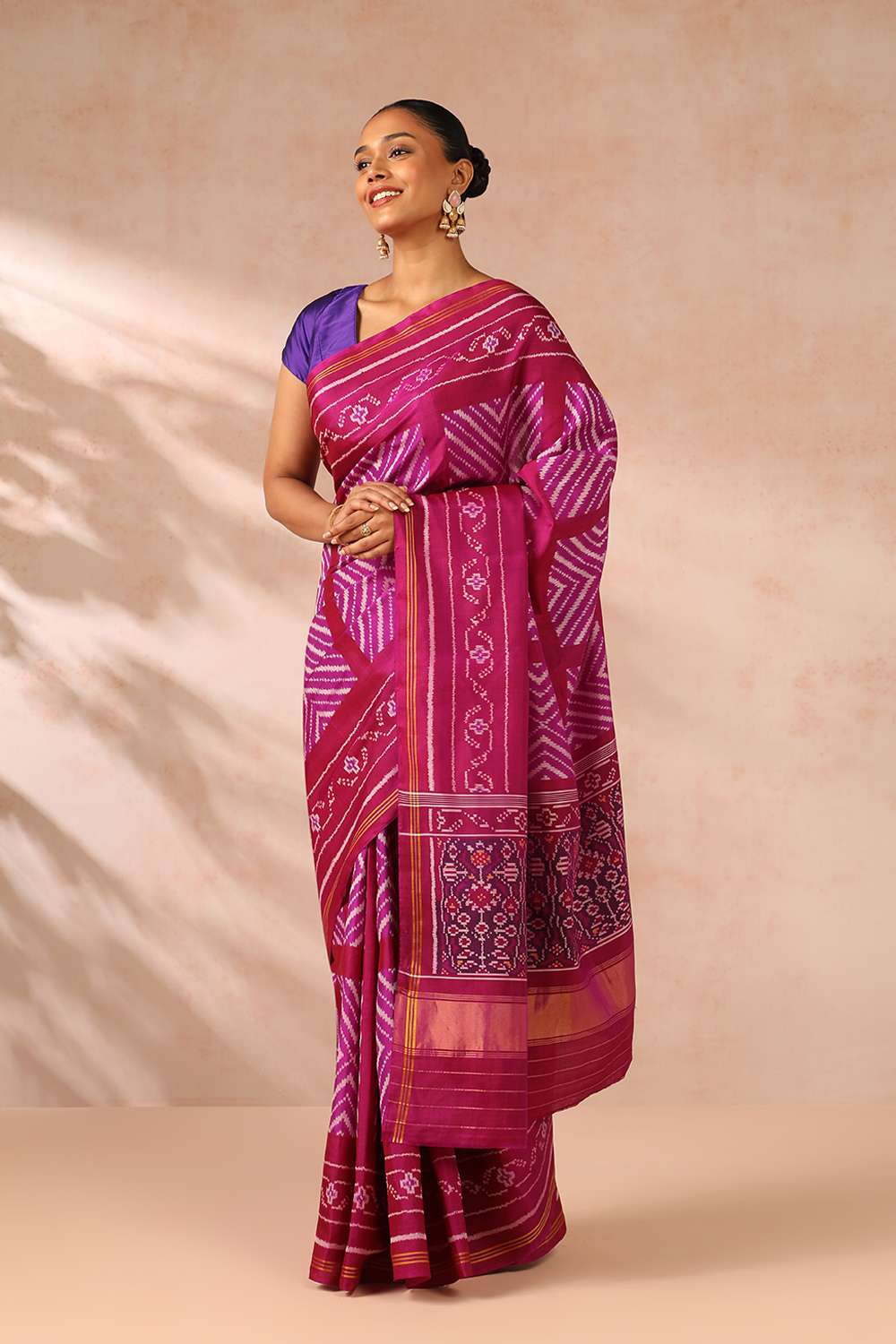 Pink Rajkot Pure Silk Ikat Patola Saree image number null