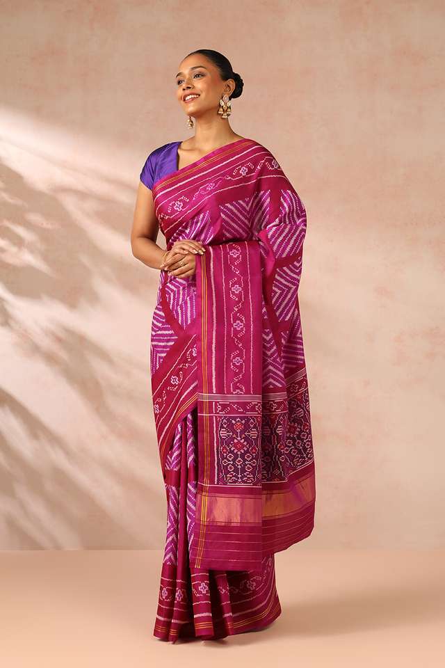 Pink Rajkot Pure Silk Ikat Patola Saree thumbnail image number null