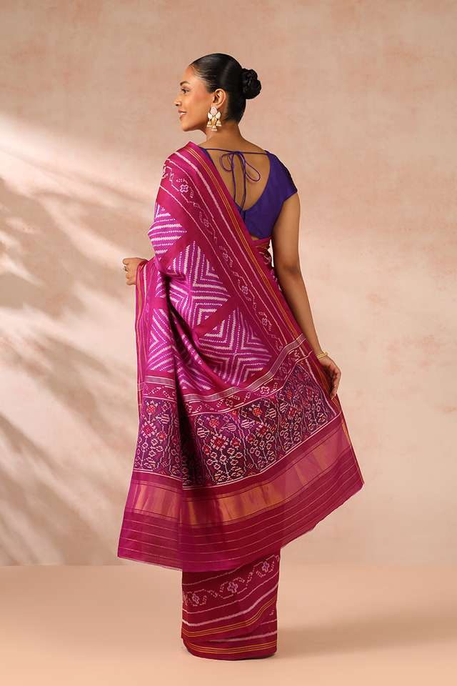 Pink Rajkot Pure Silk Ikat Patola Saree thumbnail image number null