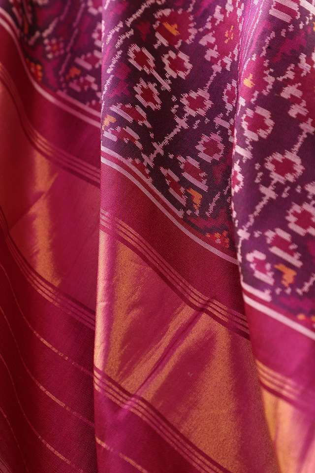 Pink Rajkot Pure Silk Ikat Patola Saree thumbnail image number null
