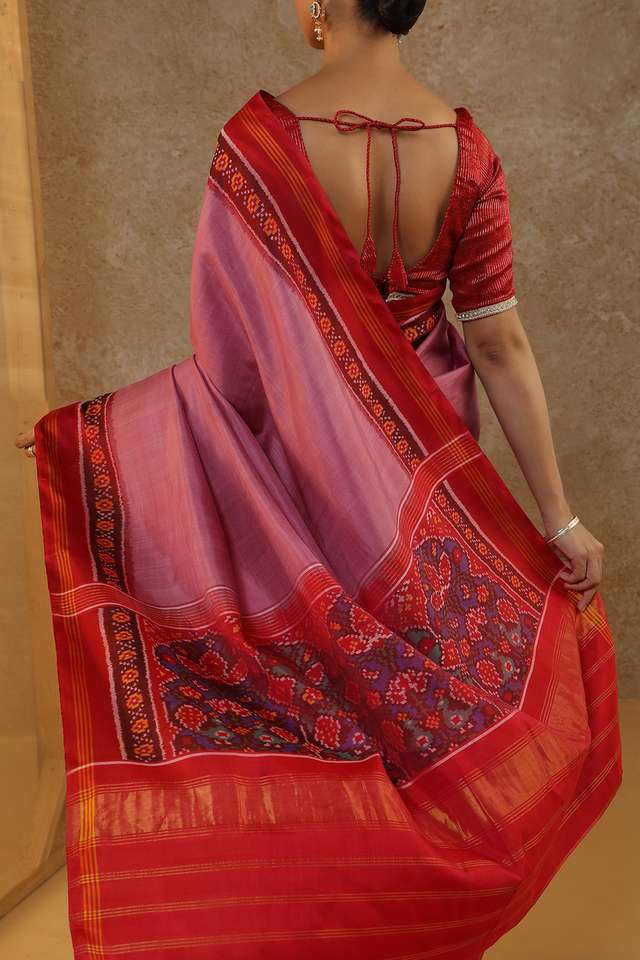 Pink Pure Silk Ikat Patola Rajkot Saree thumbnail image number null