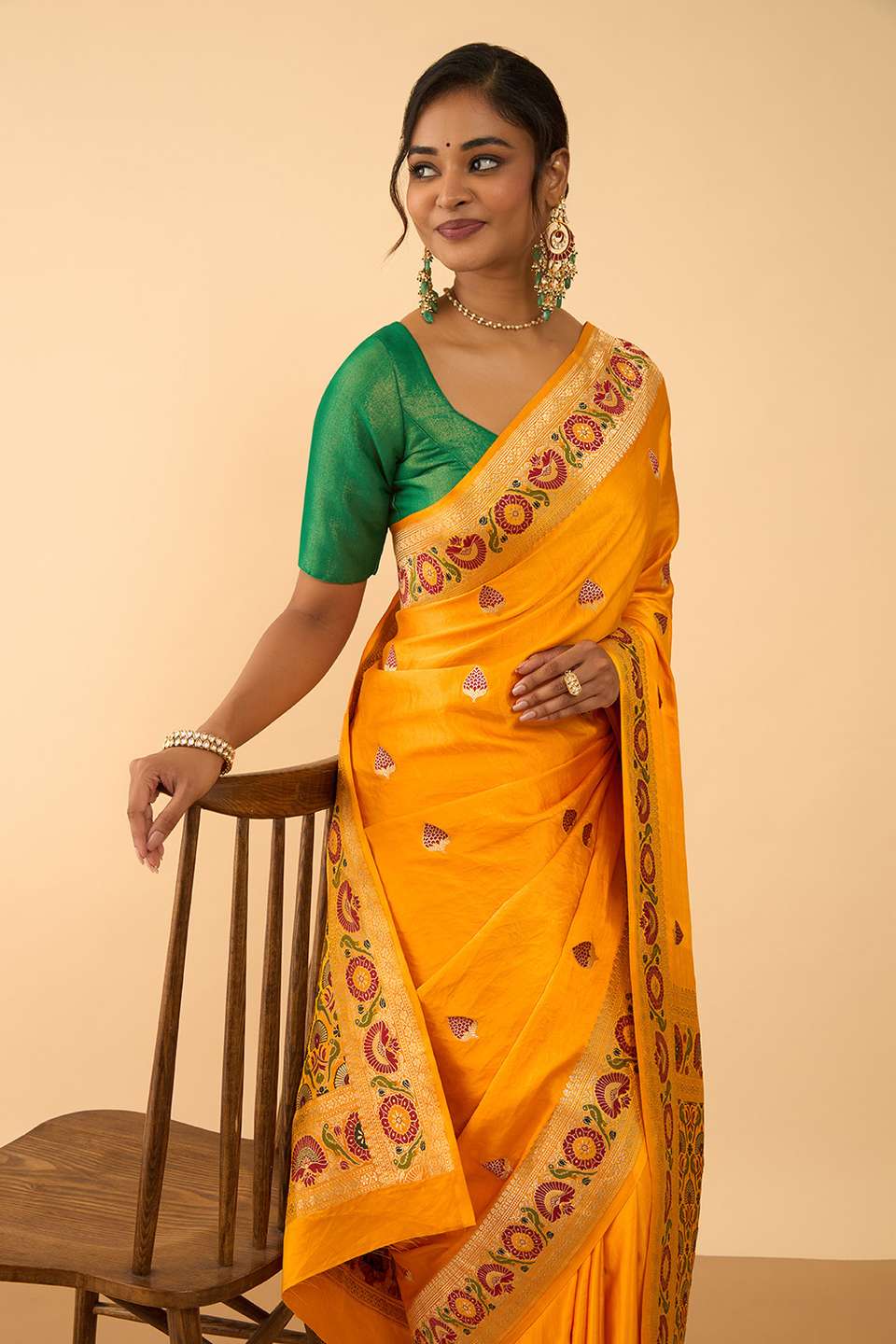 Yellow Pure Silk Kadwa Banarasi Saree