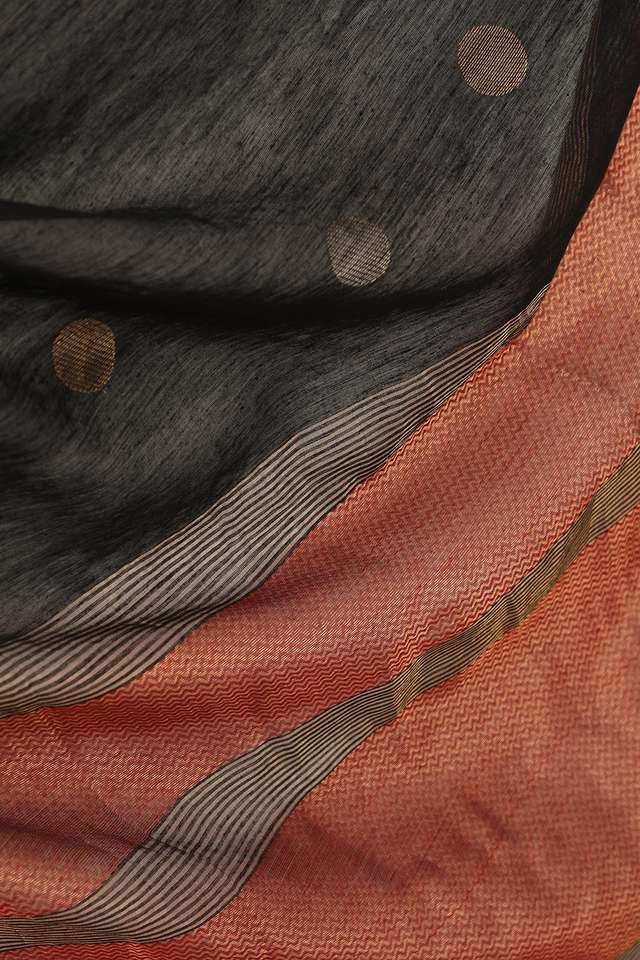 Black Pure Silk Cotton Bengali Jamdani Saree thumbnail image number null