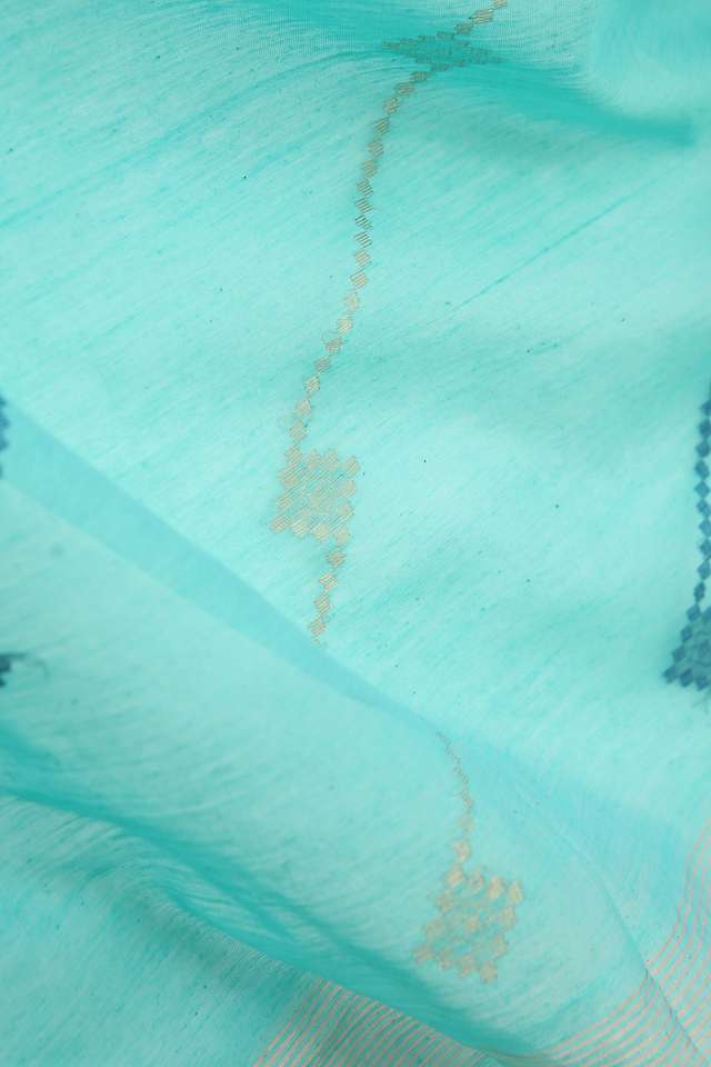 Light Green Bengali Pure Silk Cotton Jamdani Saree thumbnail image number null