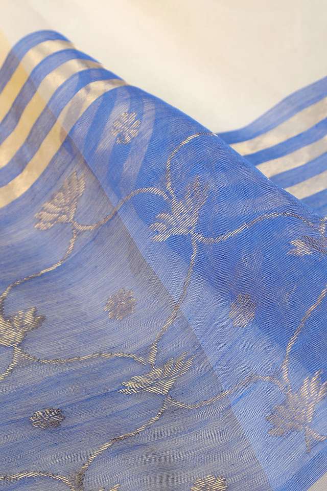 Off White Chanderi Pure Silk Cotton Woven Saree thumbnail image number null
