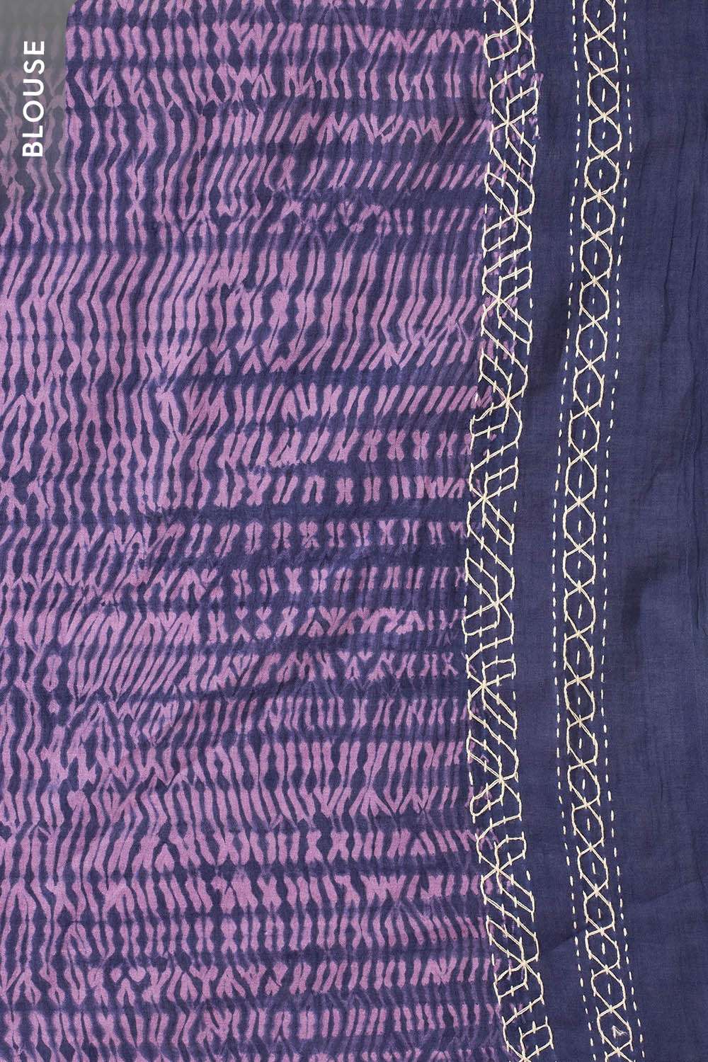 Violet Bengal Pure Cotton Kantha Embroidered Saree image number null