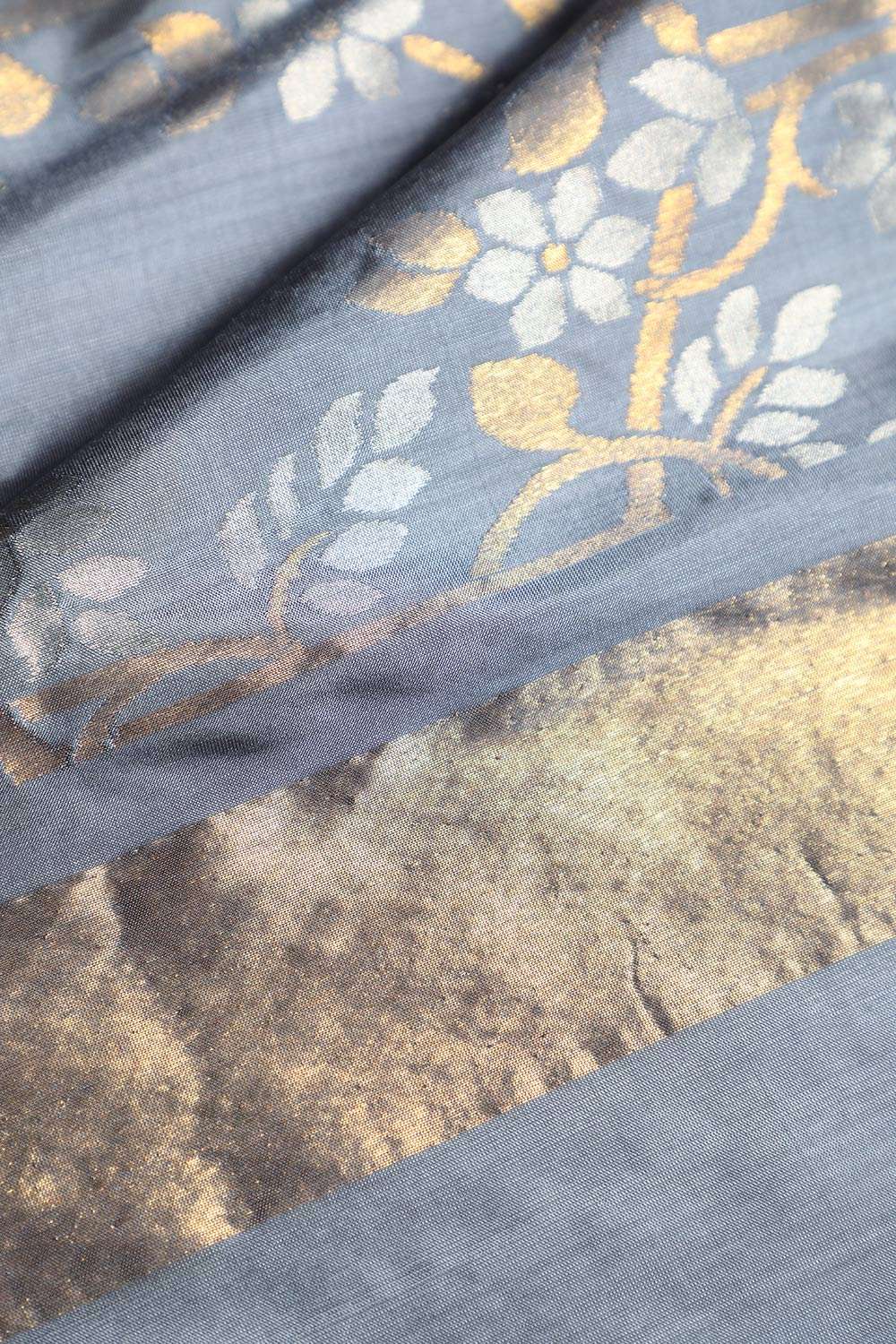 Grey Pure Silk Uppada Jamdani Saree image number null