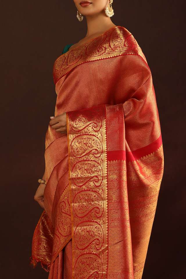 Red Woven Pure Silk Kanjivaram Saree thumbnail image number null