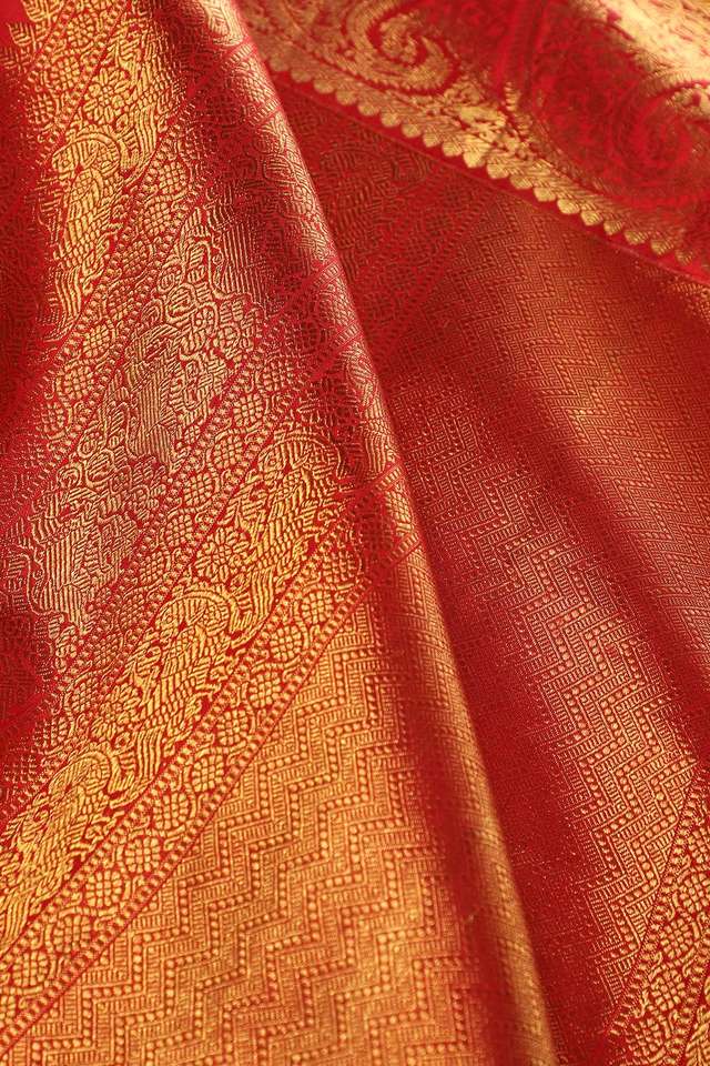 Red Woven Pure Silk Kanjivaram Saree thumbnail image number null