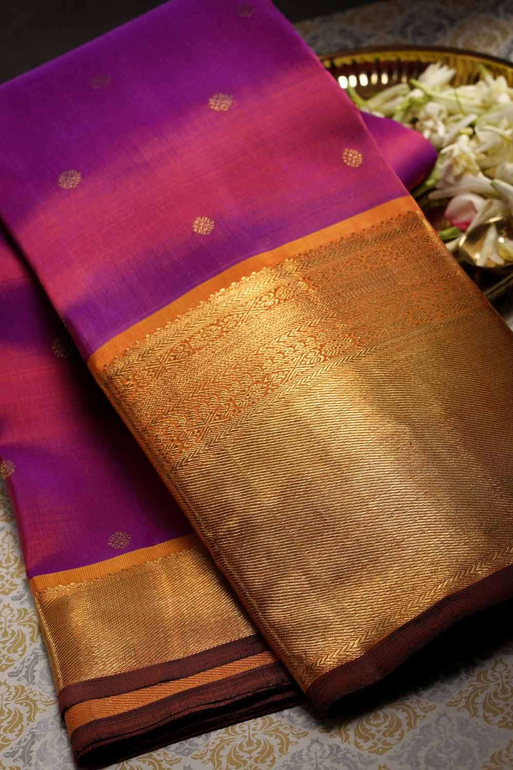Purple Pure Silk Woven Kanjivaram Saree image number null