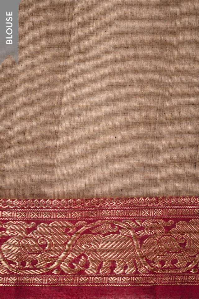 Brown  Woven Pure Cotton Saree thumbnail image number null