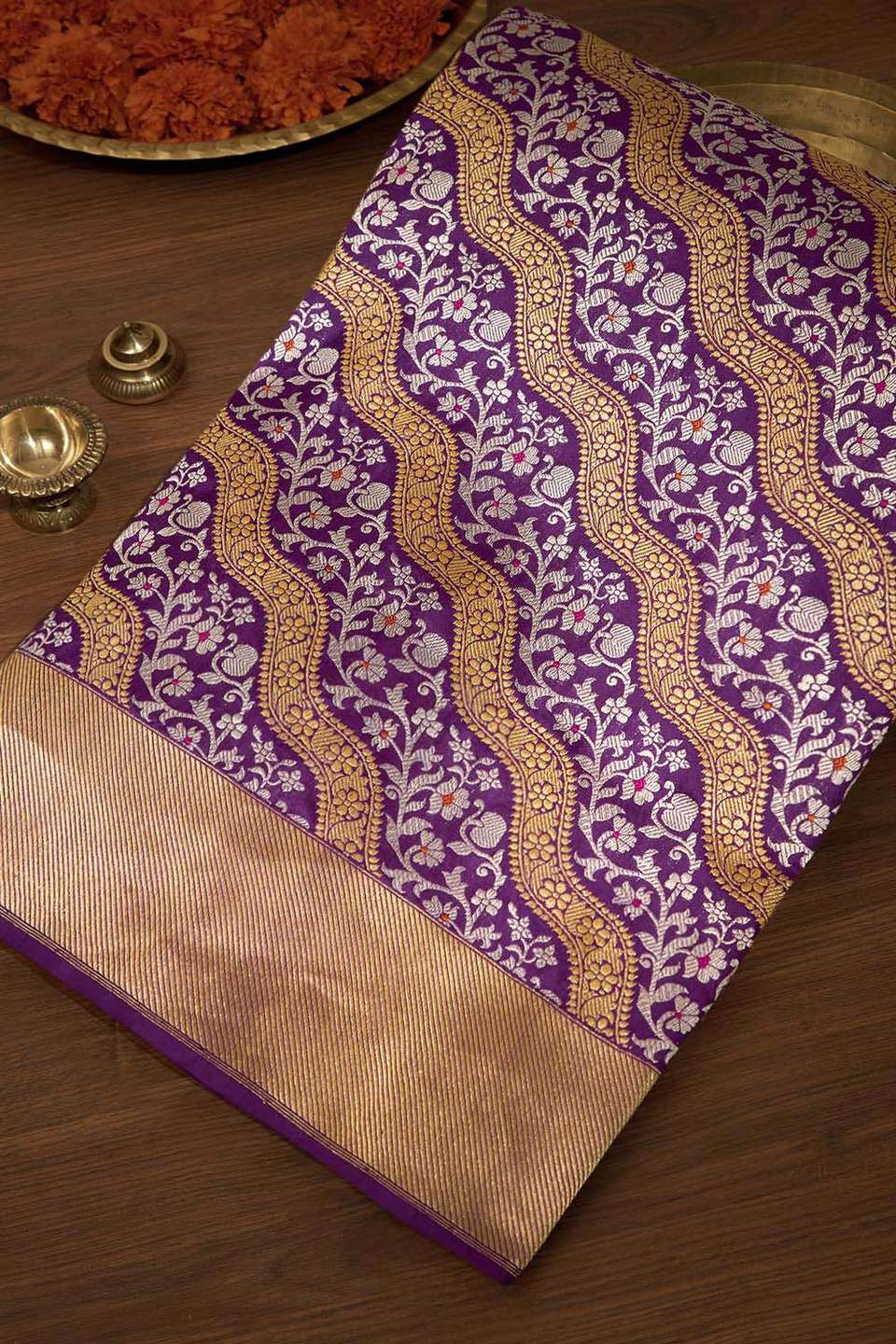 Purple Pure Silk Kadwa Banarasi Saree