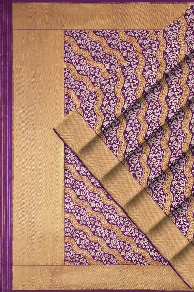 Purple Pure Silk Kadwa Banarasi Saree thumbnail image number null