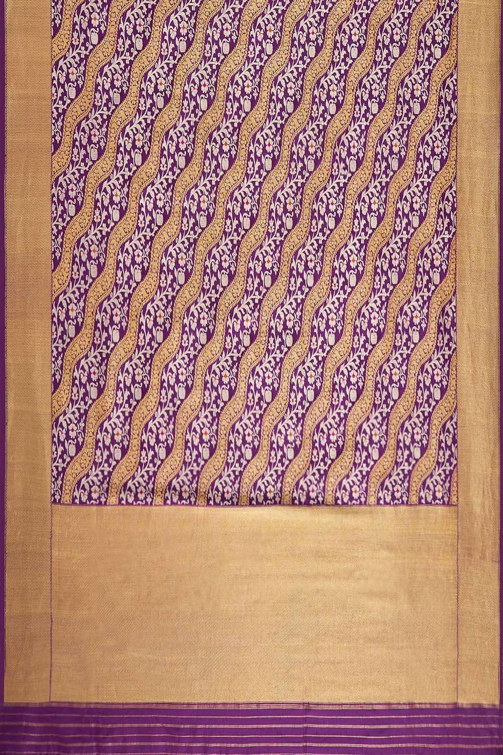 Purple Pure Silk Kadwa Banarasi Saree image number null