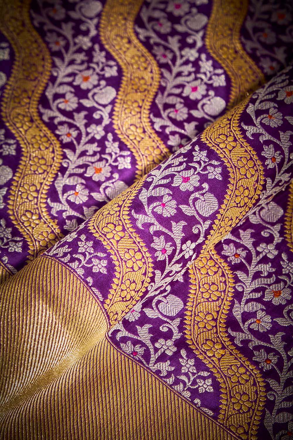 Purple Pure Silk Kadwa Banarasi Saree image number null